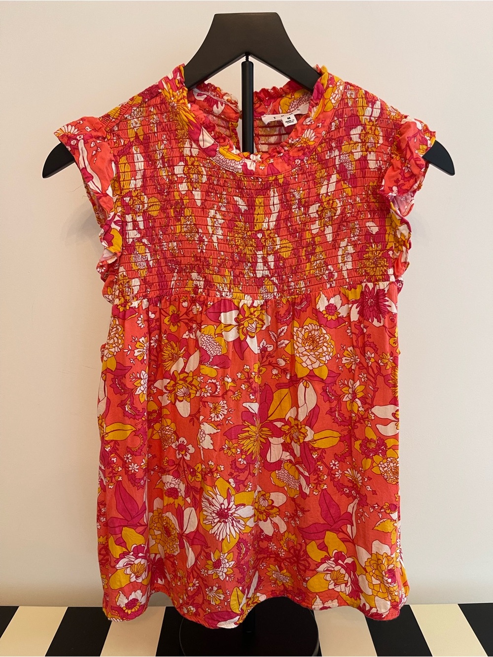 THML Orange Red Yellow Floral Sleeveless Top